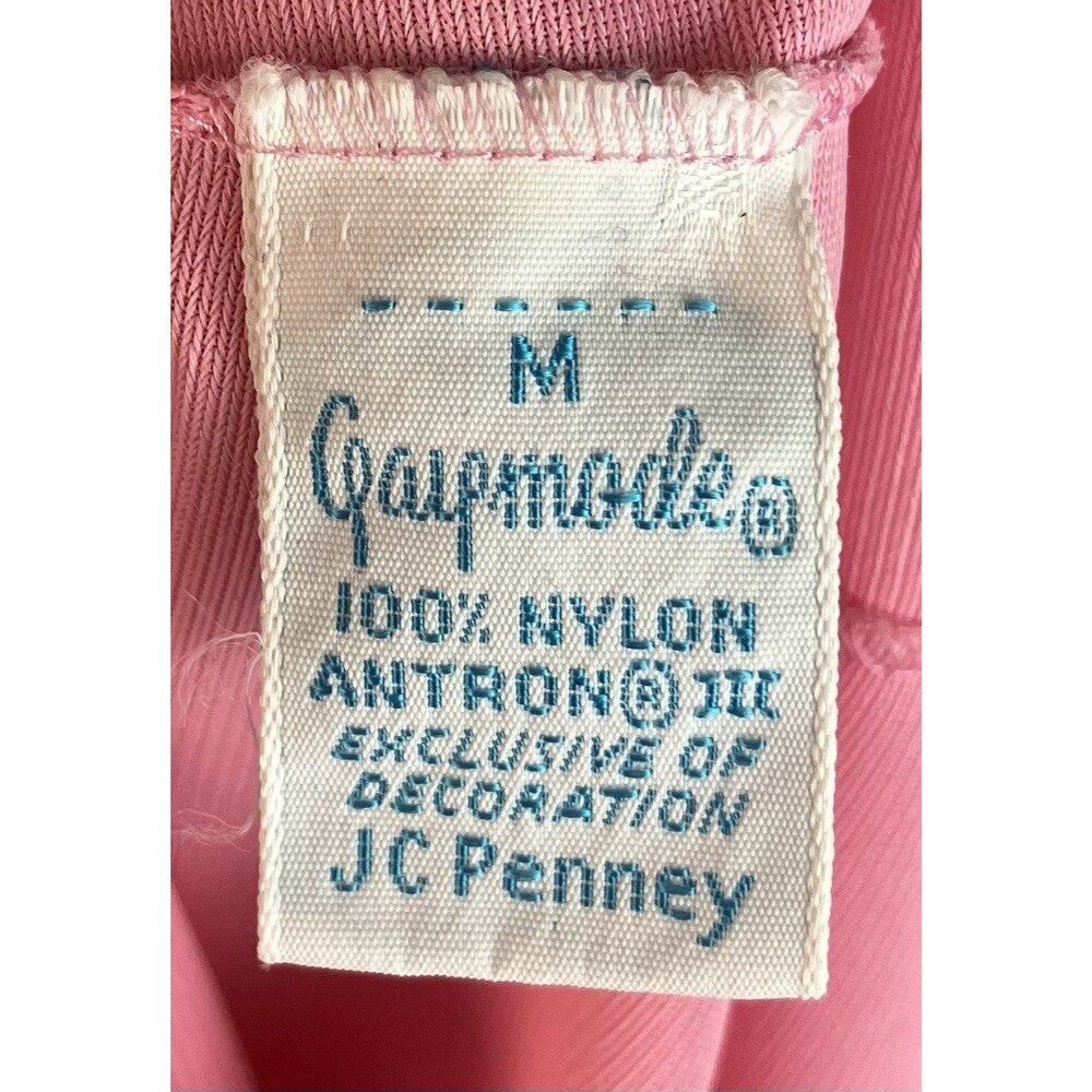 VTG MCM JC Penney Nylon Antron III Gaymode Pink Night Gown M Grandma Tuxedo Look - Picture 7 of 8